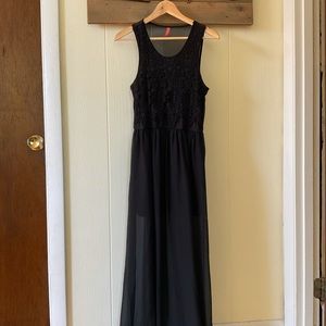 Crochet and black sheer dress, size medium
